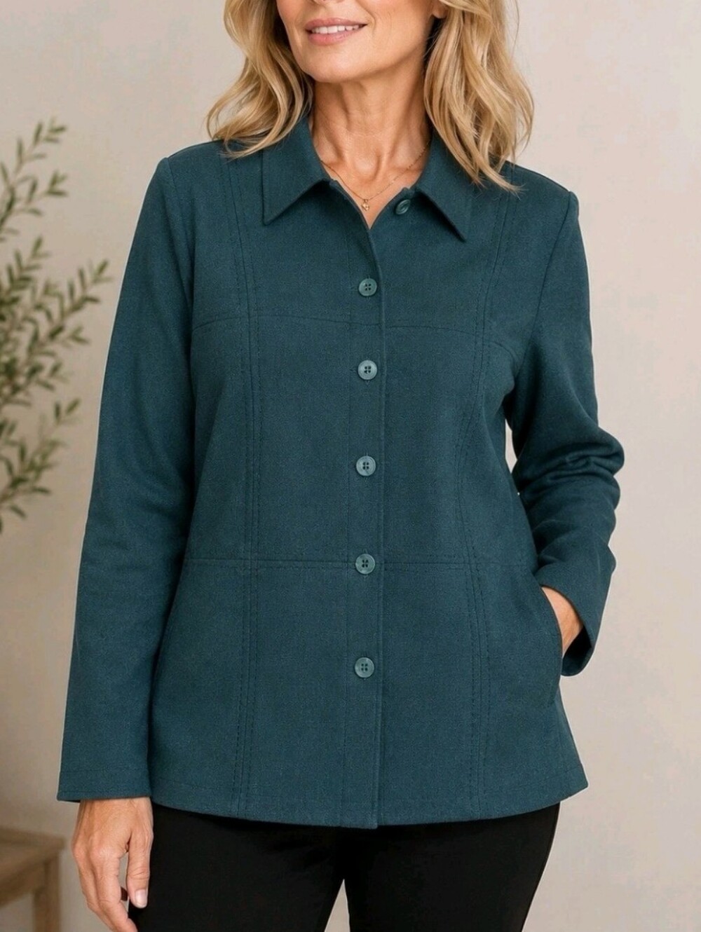 Vintage Florentine Women’s Teal Jacket Size 8 Made in Canada 100% Polyester
